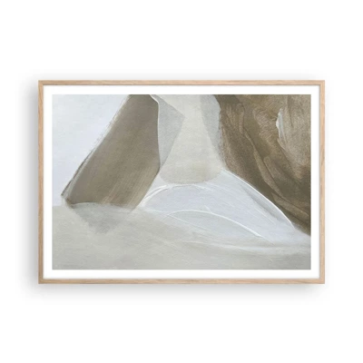 Affiche dans un chêne clair - Poster - Une vague de blanc - 100x70 cm
