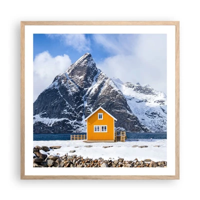 Affiche dans un chêne clair - Poster - Vacances scandinaves - 60x60 cm