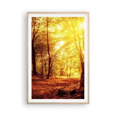 Affiche dans un chêne clair - Poster - Vers la clairière dorée - 61x91 cm