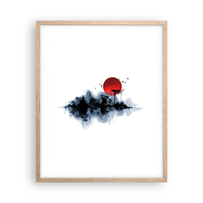 Affiche dans un chêne clair - Poster - Vue japonnaise - 40x50 cm