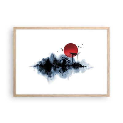 Affiche dans un chêne clair - Poster - Vue japonnaise - 70x50 cm