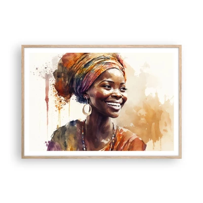 Affiche dans un chêne clair - Poster - reine africaine - 100x70 cm