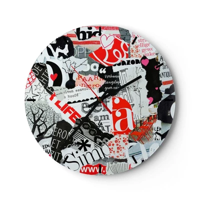 Horloge murale - Pendule murale - Collage hipster - 30x30 cm