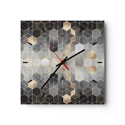 Horloge murale - Pendule murale - Composition de diamants - 40x40 cm