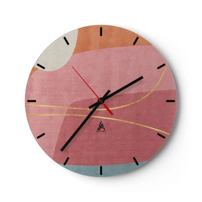 Horloge murale - Pendule murale - Composition pastel au fil d'or - 30x30 cm