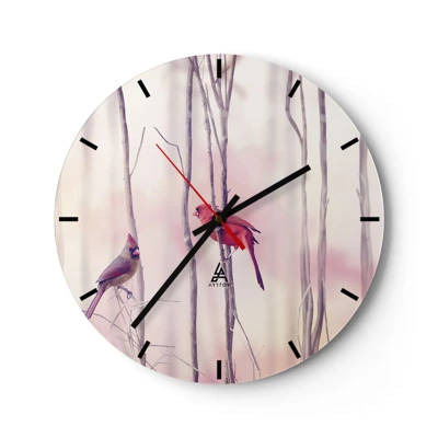 Horloge murale - Pendule murale - Conte de la forêt rose - 30x30 cm