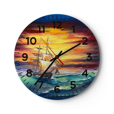 Horloge murale - Pendule murale - Courageusement sous les vagues - 40x40 cm