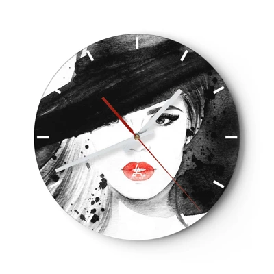 Horloge murale - Pendule murale - Dame en noir - 40x40 cm