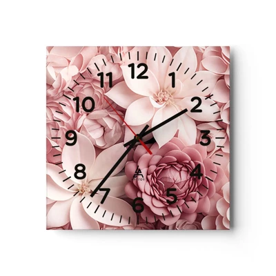 Horloge murale - Pendule murale - Dans les pétales roses - 30x30 cm