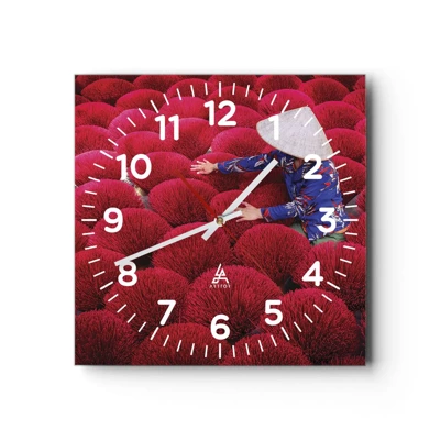 Horloge murale - Pendule murale - Dans un champ de riz - 40x40 cm