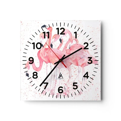 Horloge murale - Pendule murale - Ensemble rose - 30x30 cm