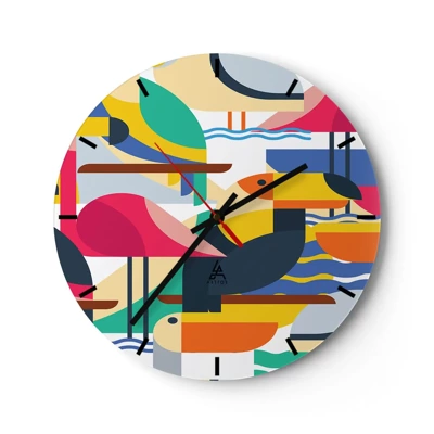 Horloge murale - Pendule murale - Fête des oiseaux - 30x30 cm