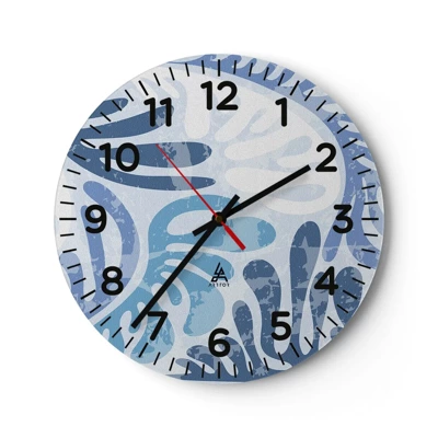 Horloge murale - Pendule murale - Fougères bleues - 40x40 cm