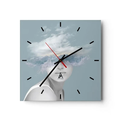 Horloge murale - Pendule murale - La tête dans les nuages - 30x30 cm