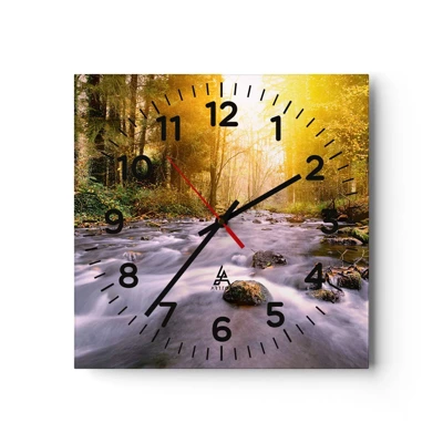 Horloge murale - Pendule murale - Malachite dans un cadre argent et or - 40x40 cm