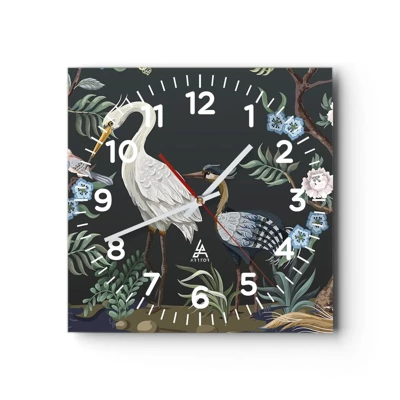 Horloge murale - Pendule murale - Parade d'oiseaux - 30x30 cm