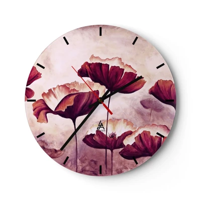 Horloge murale - Pendule murale - Pétale rouge et blanc - 30x30 cm