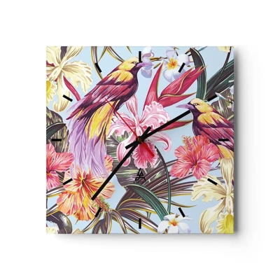 Horloge murale - Pendule murale - Pétales et plumes - 30x30 cm