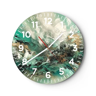 Horloge murale - Pendule murale - Ressac émeraude et noir - 40x40 cm