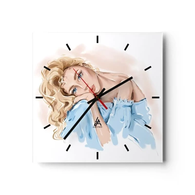 Horloge murale - Pendule murale - Rêveuse en bleu - 30x30 cm