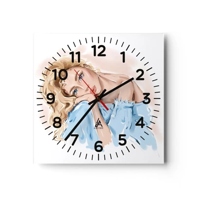 Horloge murale - Pendule murale - Rêveuse en bleu - 40x40 cm