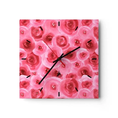 Horloge murale - Pendule murale - Roses en-haut et en-bas - 30x30 cm