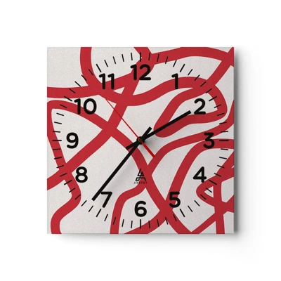 Horloge murale - Pendule murale - Rouge sur blanc - 40x40 cm