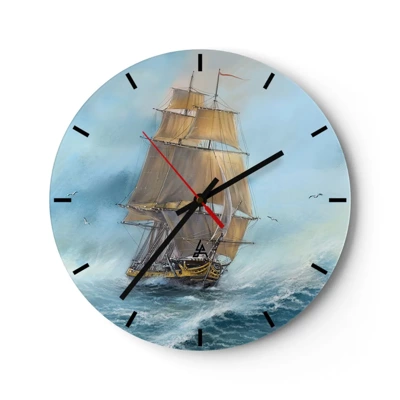 Horloge murale - Pendule murale - Se précipitant sur les vagues - 40x40 cm