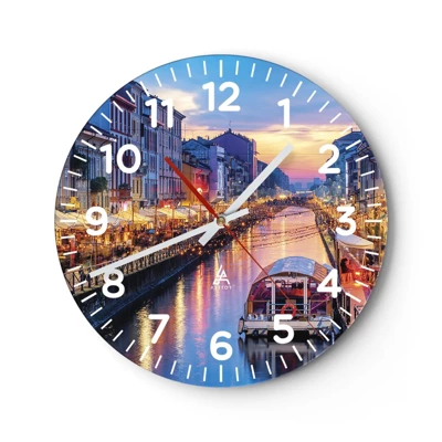 Horloge murale - Pendule murale - Soirée de lumière et de jeu - 30x30 cm