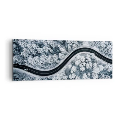 Impression sur toile - Image sur toile - À travers une forêt d'hiver - 140x50 cm
