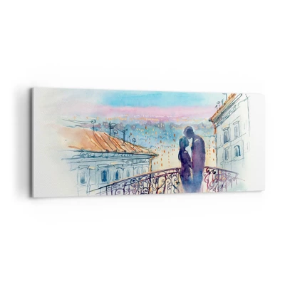 Impression sur toile - Image sur toile - Amoureux de Paris - 100x40 cm