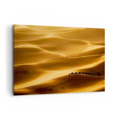 Impression sur toile - Image sur toile - Caravane sur les vagues du désert - 100x70 cm
