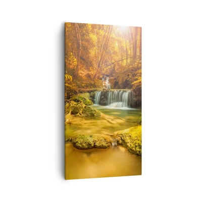Impression sur toile - Image sur toile - Cascade de forêt en or - 55x100 cm