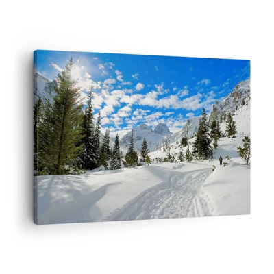 Impression sur toile - Image sur toile - Dans la neige et au soleil - 70x50 cm