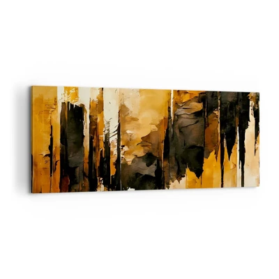 Impression sur toile - Image sur toile - Harmonie de noir et d'or - 100x40 cm