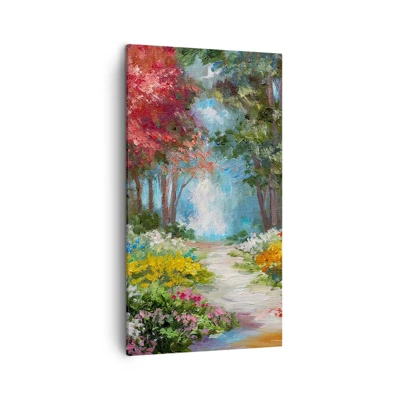 Impression sur toile - Image sur toile - Jardin forestier, forêt de fleurs - 45x80 cm