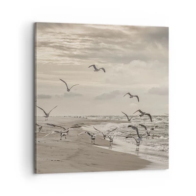 Impression sur toile - Image sur toile - Le bruit de la mer, le chant des oiseaux - 60x60 cm