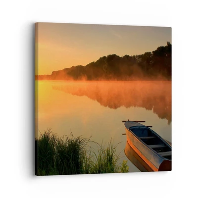 Impression sur toile - Image sur toile - Lever du soleil sur l'eau comme un miroir - 30x30 cm