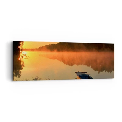 Impression sur toile - Image sur toile - Lever du soleil sur l'eau comme un miroir - 90x30 cm