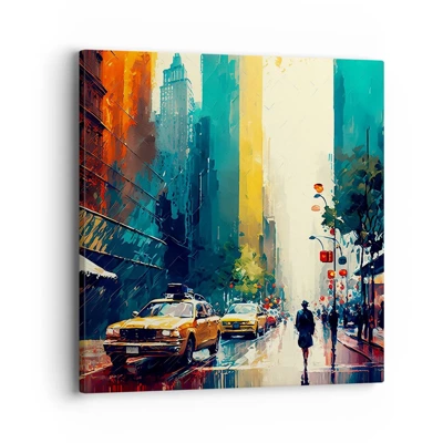 Impression sur toile - Image sur toile - New York – ici même la pluie est colorée - 40x40 cm