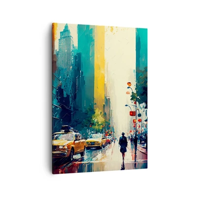 Impression sur toile - Image sur toile - New York – ici même la pluie est colorée - 50x70 cm