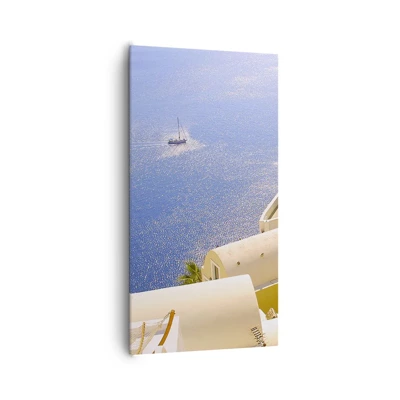 Impression sur toile - Image sur toile - Paysage grec en blanc et bleu ciel - 65x120 cm