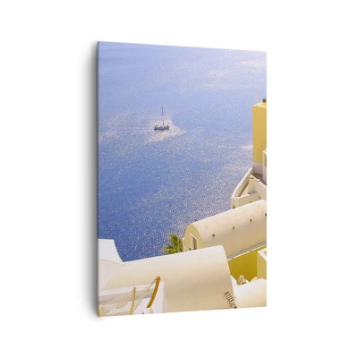 Impression sur toile - Image sur toile - Paysage grec en blanc et bleu ciel - 70x100 cm