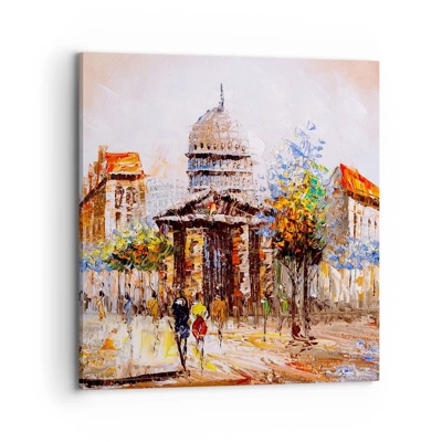Impression sur toile - Image sur toile - Promenade à Paris - 70x70 cm