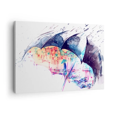 Impression sur toile - Image sur toile - Se promener sous la pluie - 70x50 cm