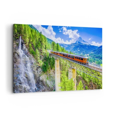 Impression sur toile - Image sur toile - Train dans les Alpes - 120x80 cm