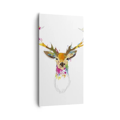 Impression sur toile - Image sur toile - Un cerf doux baigné de couleur - 65x120 cm