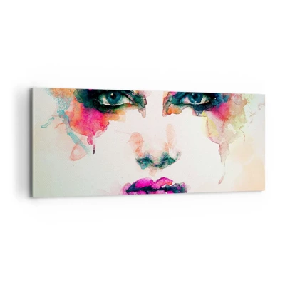 Impression sur toile - Image sur toile - Un portrait peint avec un arc-en-ciel - 100x40 cm