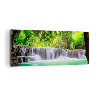 Impression sur toile - Image sur toile - Une cascade de vert - 100x40 cm
