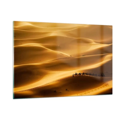 Impression sur verre - Image sur verre - Caravane sur les vagues du désert - 120x80 cm